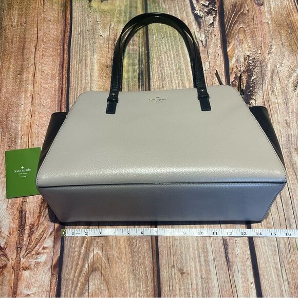 KATE SPADE Grand Street Colorblock Lydia hand bag tote bag tan black - Picture 12 of 16